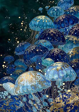 Blue and Gold Jellyfish
