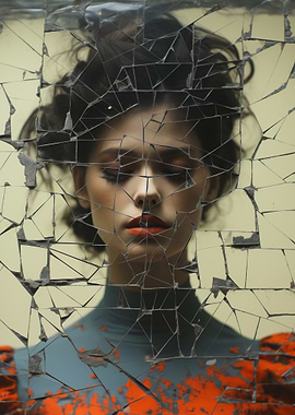 Woman's Face Broken Mirror