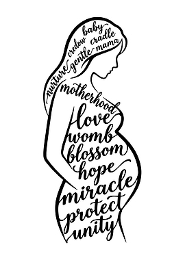 Pregnant Woman Silhouette with Words