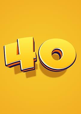 Number 40 in 3D Yellow