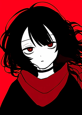 Anime Girl with Red Scarf