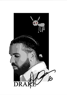 Drake Portrait with Cartoon Animal