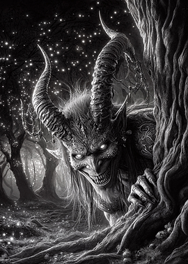 Demonic Creature in a Spooky Forest