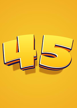 Yellow 3D Numbers 45