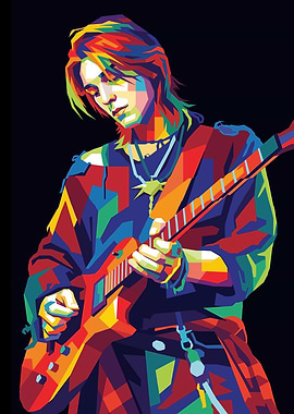 Colorful Guitarist in Pop Art Style