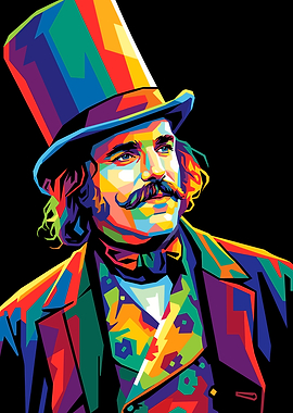 Colorful Portrait of a Man in a Top Hat