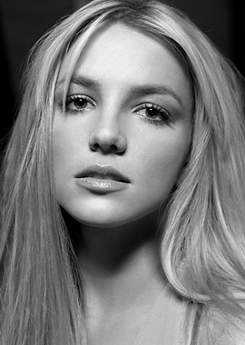 Black and White Portrait of Britney Spears