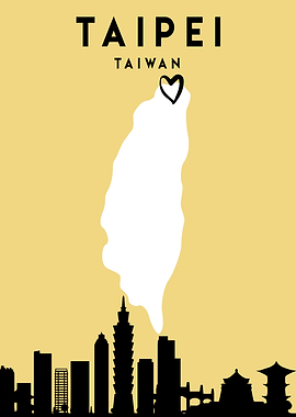 Taipei Taiwan Skyline Map