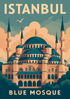 Istanbul Blue Mosque Travel Poster