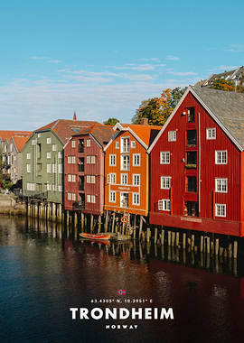 Colorful historic buildings in Trondheim