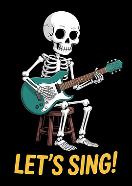 Skeleton playing guitar and singing