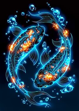 Neon Koi Fish