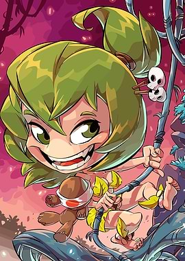 Chibi Jungle Girl Swinging