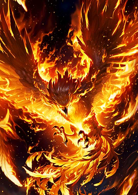 Fiery Phoenix in Flight