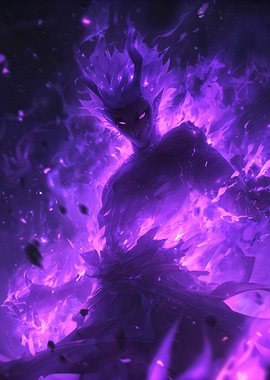 Purple Demon with Fiery Aura