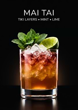 Mai Tai Tiki Layers with Mint & Lime