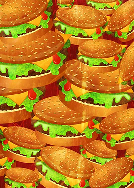 Grunge Tasty Cheese Burger Background