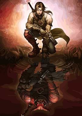 Fantasy Warrior Reflection