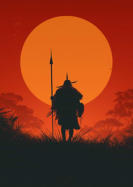 Warrior with Spear at Sunset