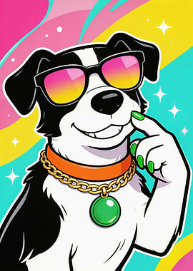 Cool Dog with Sunglasses and Jewelry