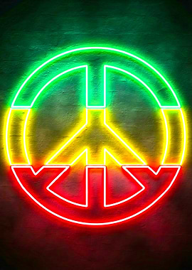 Rasta Peace Sign Neon Sign