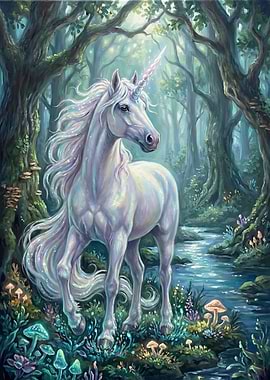 Enchanting Unicorn in a Mystical Forest
