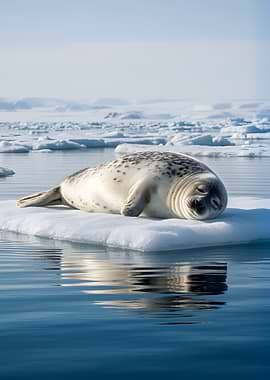 Seal resting on an ice floe