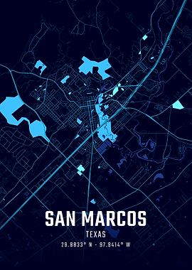 San Marcos Texas Midnight City Map