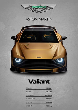 Aston Martin Valiant Car Poster
