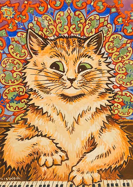 Orange Cat Playing Piano