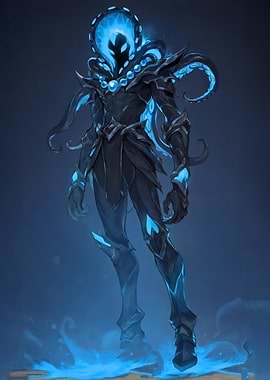 Mysterious Blue Octopoid Figure