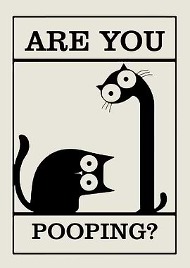 Funny Cat Pooping Poster bathroom toilet