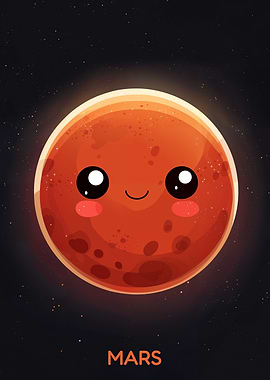 Cute Cartoon Mars Planet