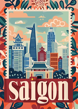 Saigon Cityscape Stamp
