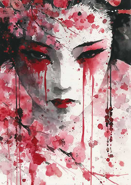 Geisha with Cherry Blossoms