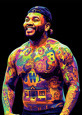 Colorful Portrait of a Tattooed Man