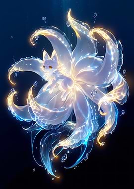 Neon Nine-Tailed Fox Spirit