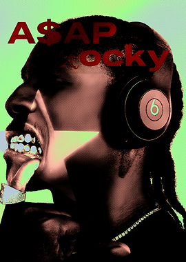 A$AP Rocky Portrait with Headphones