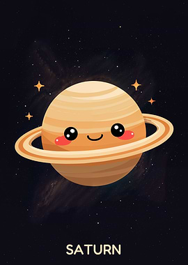 Cute Cartoon Saturn Planet