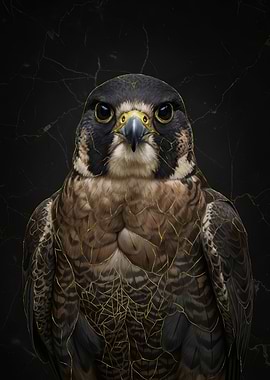Majestic Kintsugi Falcon with Golden Veins