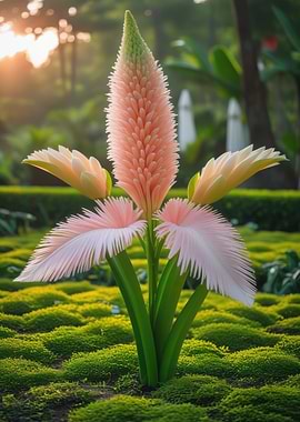 Exotic Pink and Green Flower in Garden