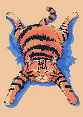 Relaxed Tabby Cat Lying Down