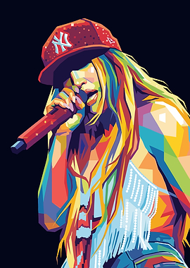 Colorful Singer with Microphone