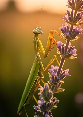 Praying Mantis on Lavender