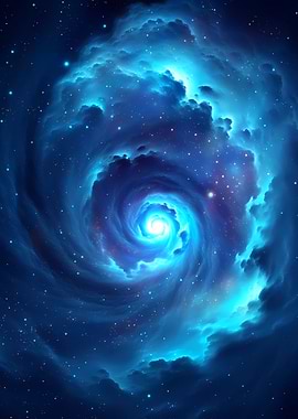 Swirling Blue Nebula with Stars