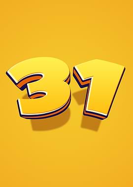 Number 37 in 3D Yellow