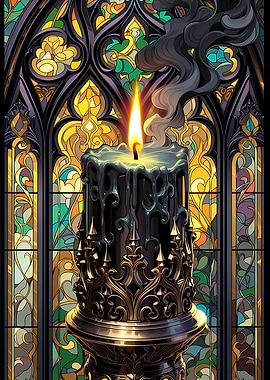 Gothic Candle in Stained Glass