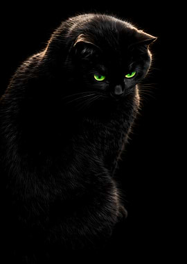 Black Cat Black Background - Rear View Looking Down
