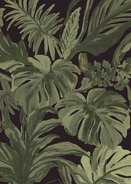 Dark Green Tropical Monstera Jungle