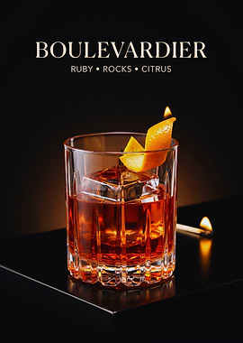 Boulevardier on the Rocks — Ruby Cocktail with Flamed Orange Twist